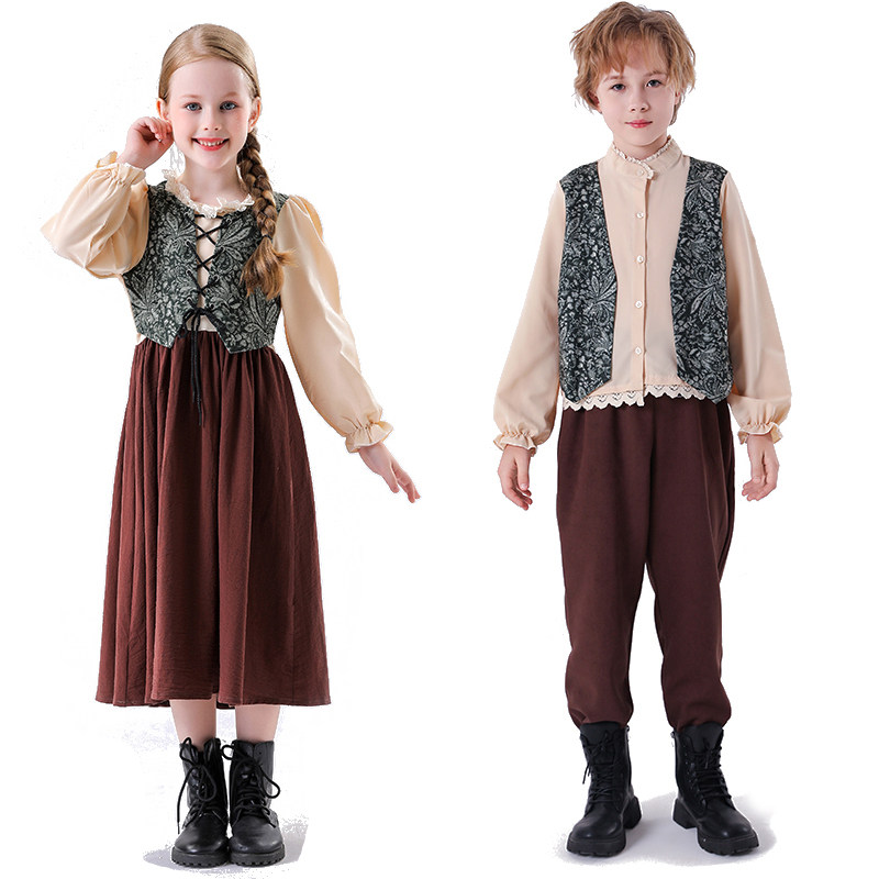 Halloween Gardener Children's Costume Black Floral Oktoberfest Women's Manor Maid Set YM0938 YM0939