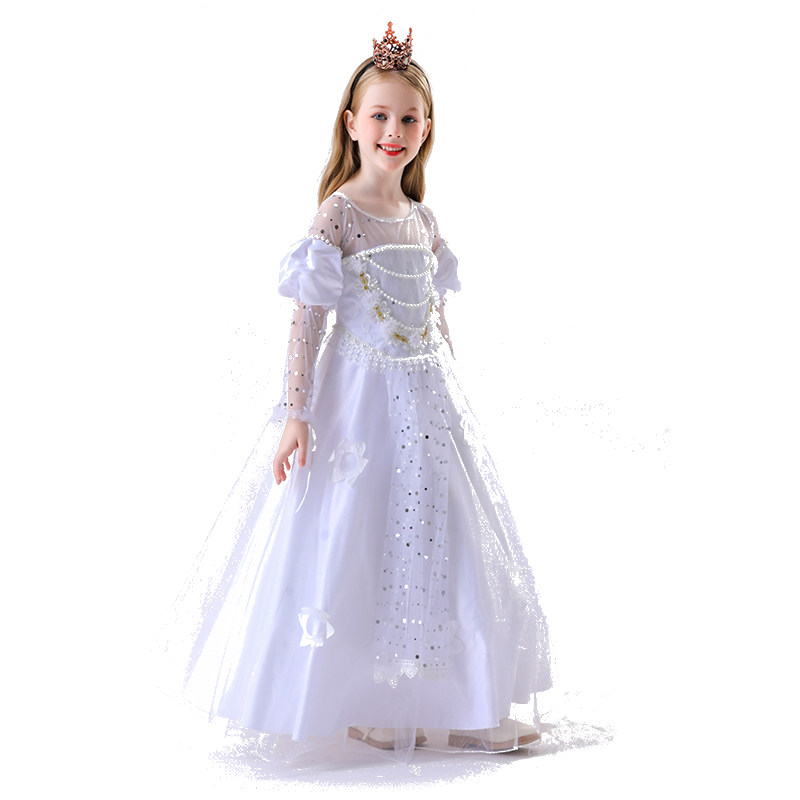 Halloween Role Play White Princess Queen Costume Snow Queen Animation Stage Cosplay YM8757