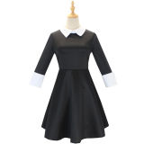 Addams Family Costume Halloween Wednesday Black Dress Cosplay Costume F411