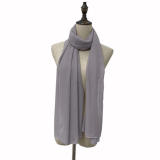 Muslim Style Scarfs Hijabs Monochrome Headscarf Silk Scarf For Women 006