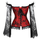 Lace long-sleeve one-line tights corset