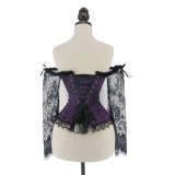 Sexy Long Floral Sleeves Off Shoulder Lace Gothic Victorian Corset M1418B