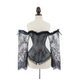 Sexy Long Floral Sleeves Off Shoulder Lace Gothic Victorian Corset M1418B
