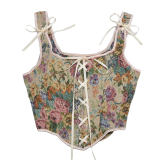 French Vintage Suspenders Waist Trainer Court Slimming Body Shaper Corset Tops For Women SML21668