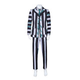 New Underworld Suit Costume Cosplay Black And White Striped Mage Dress Horror Halloween A178