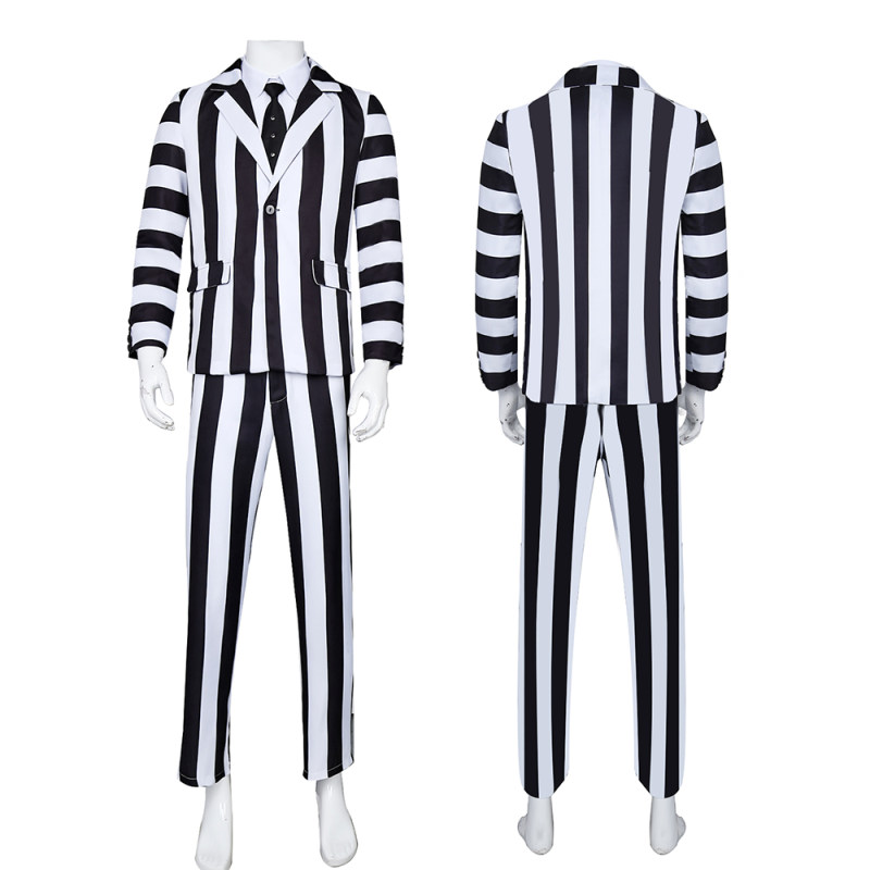 New Underworld Suit Costume Cosplay Black And White Striped Mage Dress Horror Halloween A178