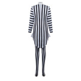 New Underworld Suit Costume Cosplay Black And White Striped Mage Dress Horror Halloween A178