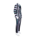 New Underworld Suit Costume Cosplay Black And White Striped Mage Dress Horror Halloween A178