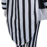 New Underworld Suit Costume Cosplay Black And White Striped Mage Dress Horror Halloween A178