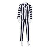 New Underworld Suit Costume Cosplay Black And White Striped Mage Dress Horror Halloween A178