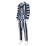 New Underworld Suit Costume Cosplay Black And White Striped Mage Dress Horror Halloween A178