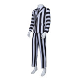New Underworld Suit Costume Cosplay Black And White Striped Mage Dress Horror Halloween A178