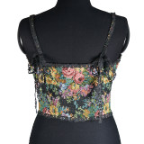 Vintage Bustier Oil Painting Jacquard Embroidery Halter Vest Fishbone Shapewear Lace Corset SML21738