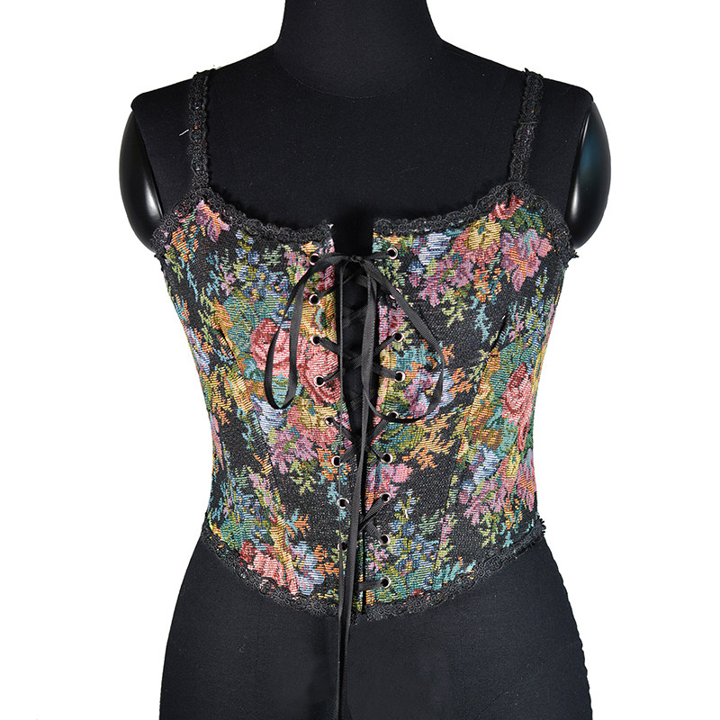 Vintage Bustier Oil Painting Jacquard Embroidery Halter Vest Fishbone Shapewear Lace Corset SML21738