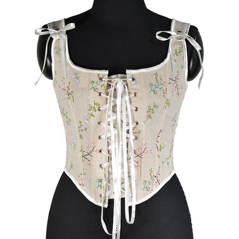 Sexy Women Corset Top French Bustier Small Floral Strap Fishbone Short Vest Bustier Crop SML21639