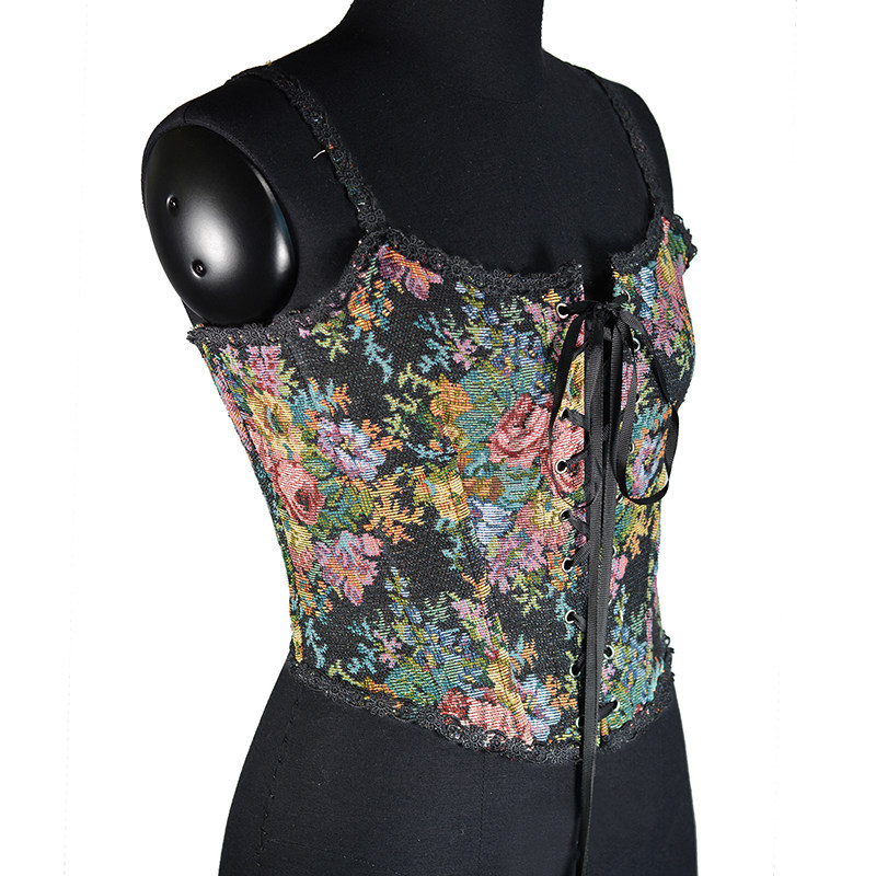 Vintage Bustier Oil Painting Jacquard Embroidery Halter Vest Fishbone Shapewear Lace Corset SML21738