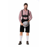 Men Oktoberfest Suspenders Plaid Beer Suit Servant Cosplay Maid Costume XY82342