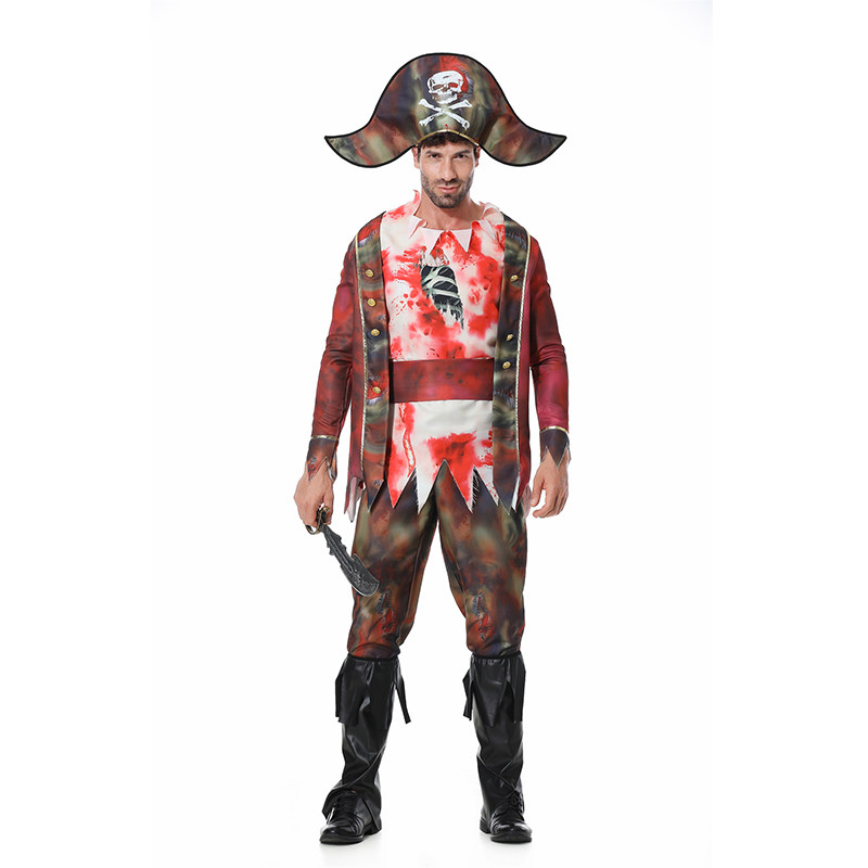 Pirate Game Uniform Costume Masquerade Captain Zombie Men Pirate Cosplay XY82337