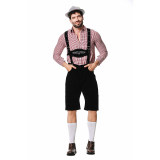 Men Oktoberfest Suspenders Plaid Beer Suit Servant Cosplay Maid Costume XY82342