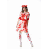 Halloween Horror Campus Costume Women Zombie Bloody Nurse Cosplay Costume Party Dress Up XY82333