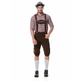 Men Oktoberfest Suspenders Plaid Beer Suit Servant Cosplay Maid Costume XY82342