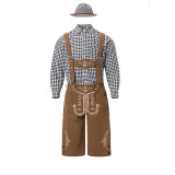 Men Oktoberfest Suspenders Plaid Beer Suit Servant Cosplay Maid Costume XY82342