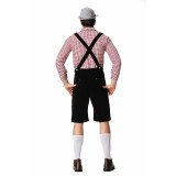 Men Oktoberfest Suspenders Plaid Beer Suit Servant Cosplay Maid Costume XY82342