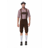 Men Oktoberfest Suspenders Plaid Beer Suit Servant Cosplay Maid Costume XY82342