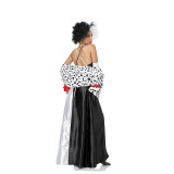 Halloween Cruella Spotted Dog Leopard Cape Cosplay Witch Uniform Stage Performance Costume DL2023