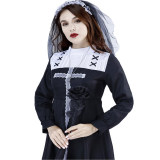 Black Halloween Cosplay Cross Repair Costume Ghost Drama Women Missionary Stage Nun Costume DL2011 DL2012