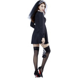 Black Halloween Cosplay Cross Repair Costume Ghost Drama Women Missionary Stage Nun Costume DL2011 DL2012