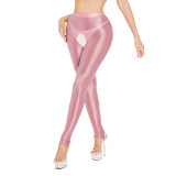 Sexy Pants Silky Oil Shiny Gloss Large Size Open Free Pantyhose Women Leather Pants XX70830