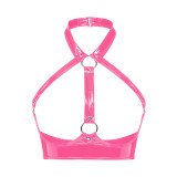 Female Underwear Sexy Leather Bra Strap Adjustable Leather PVC Lingerie Set SX094