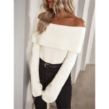 Boat Neck Slim-fit Fashion Sexy Knitted Sweater Long-Sleeved Women's Sweaters ZY1016
