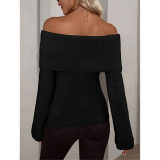 Boat Neck Slim-fit Fashion Sexy Knitted Sweater Long-Sleeved Women's Sweaters ZY1016