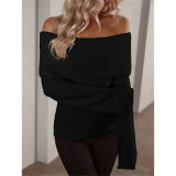 Boat Neck Slim-fit Fashion Sexy Knitted Sweater Long-Sleeved Women's Sweaters ZY1016