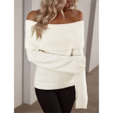 Boat Neck Slim-fit Fashion Sexy Knitted Sweater Long-Sleeved Women's Sweaters ZY1016