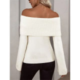 Boat Neck Slim-fit Fashion Sexy Knitted Sweater Long-Sleeved Women's Sweaters ZY1016