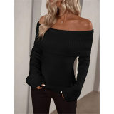 Boat Neck Slim-fit Fashion Sexy Knitted Sweater Long-Sleeved Women's Sweaters ZY1016