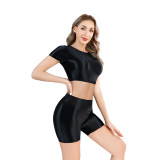 Shiny Silky Two Piece Slim Sexy Breathable Sports Yoga Clothing Leather Tights XX9027