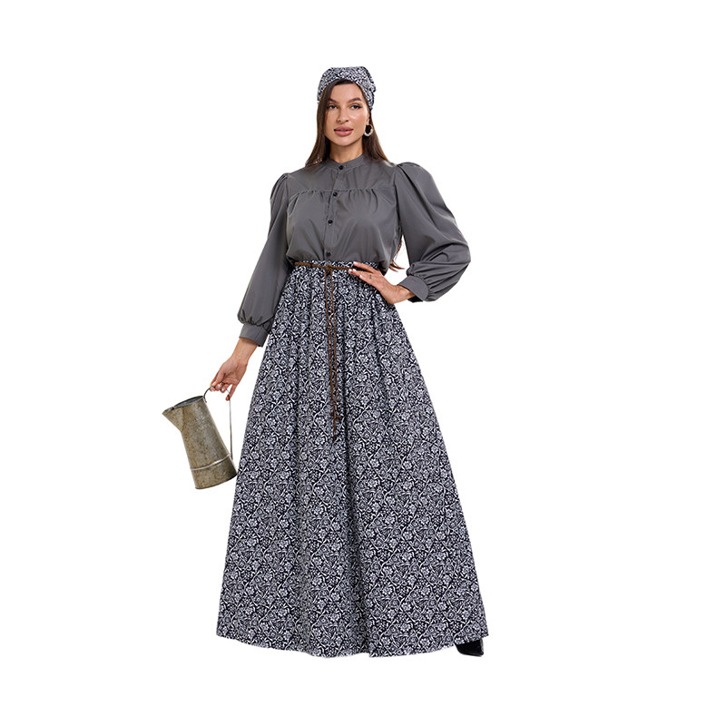 Farm Colonial Swimming Costumes For Muslim Women Floral Skirt Court Dress Retro Clothing DL2071