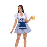 Maid Costume Plaid Tricolor Scottish Dress Girdle Palace Beer Suit Dance Costumes For Women DL2069