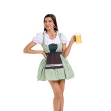 Maid Costume Plaid Tricolor Scottish Dress Girdle Palace Beer Suit Dance Costumes For Women DL2069