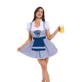 Maid Costume Plaid Tricolor Scottish Dress Girdle Palace Beer Suit Dance Costumes For Women DL2069