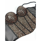 Pure Wind Lace Bustier Top Bundy Ultra Sexy Slim Sequin Halter Women Waist Fishbone Corset  KN9207