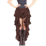 Court Retro Irregular Short Skirt Caribbean Pirate Skirt Uniform Petticoat Women Black Skirt 31672