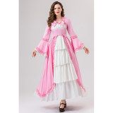 Retro Gothic Court Dress With A Square Neck Cinched Waist And A Bow Tie Medieval Evening Dress YM0820