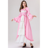 Retro Gothic Court Dress With A Square Neck Cinched Waist And A Bow Tie Medieval Evening Dress YM0820