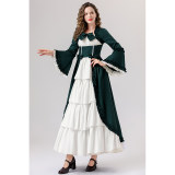 Retro Gothic Court Dress With A Square Neck Cinched Waist And A Bow Tie Medieval Evening Dress YM0820