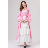 Retro Gothic Court Dress With A Square Neck Cinched Waist And A Bow Tie Medieval Evening Dress YM0820